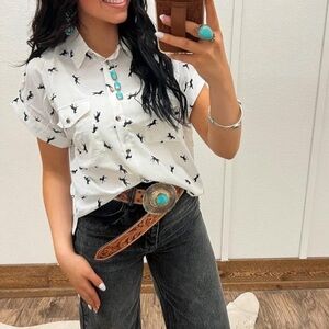 Western horse print boutique top